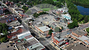 Aerial zoom of Milton, Ontario, Canada on a clear morning 4K