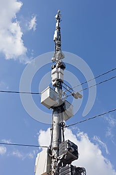 Aerials on blue sky background