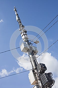 Aerials on blue sky background