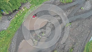 Aerials Jeep Tour on Merapi mountain, Yogyakarta, Indonesia.