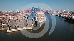 Aerialview of Container Terminal in Port of Hamburg