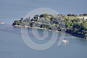 aerialview of palmaria island take from muzzerone mountain photo