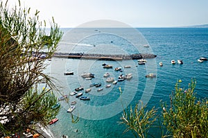 Aerialview of the seascape and marina in Vico Equense,Italy.