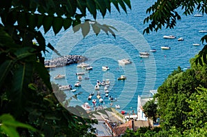 Aerialview of the seascape and marina in Vico Equense,Italy.