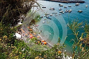 Aerialview of the seascape and marina in Vico Equense,Italy. photo