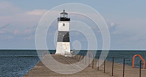 Aerie Harbor Pierhead lighthouse Pennsylvania woman 4K
