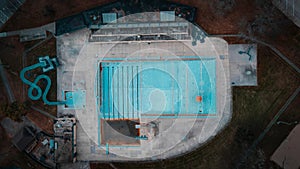 Aeriel View Community Pool in Autumn at Local Park