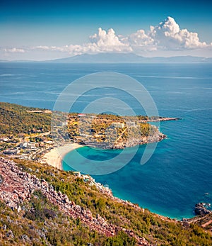 Aeril spring view of Jale Baech. Astonishing morning scene of Albania, Europe.