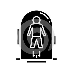 Aero capsule black icon, concept illustration, vector flat symbol, glyph sign.