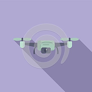 Aero filming drone icon flat vector. Operator cinema go