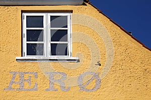 Aero island sign on a wall in Denmark