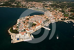 Aero panoramic photo of Porec peninsula