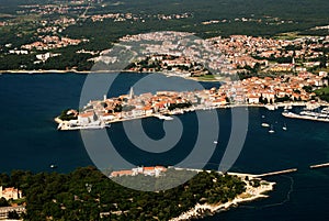 Aero panoramic photo of Porec peninsula