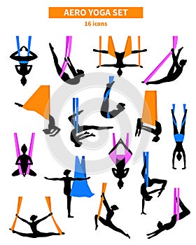 Aero Yoga Black White Icon Set