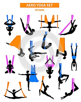 Aero Yoga Black White Icon Set photo
