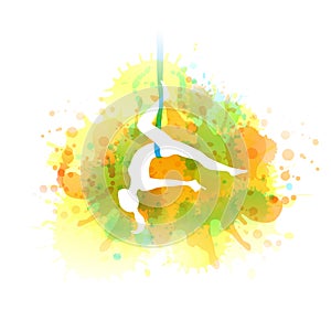 Aero yoga illustration. Vector watercolor.