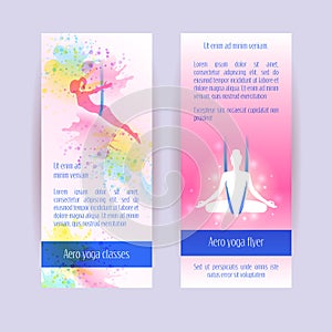 Aero yoga vertical banners. Vector illustration.