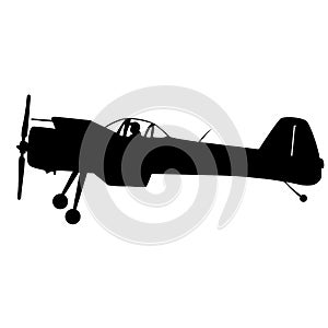 Aerobatic aircraft performs aerobatics on a white background