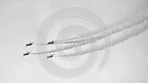 Aerobatic flying display by Black Eagles from the Republic of Korean Air Force (ROKAF) at Singapore Airshow