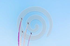 Aerobatic team at airshow. Aerobatic team performs flight at air show