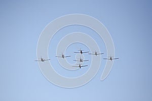 Aerobatic team fomation 7 planes