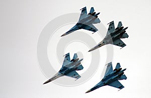 Aerobatic teams Falcons Of Russia on planes Su-27.