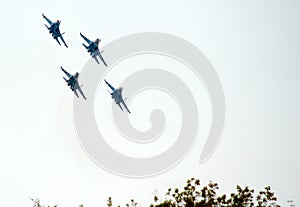 Aerobatic teams Falcons Of Russia on planes Su-27.