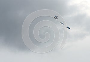 Aerobatic teams Falcons Of Russia on planes Su-27.