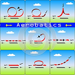 Aerobatics airplane on blue sky background