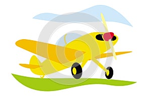 Aerobatics. Small sports plane on the airfield. photo