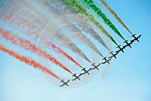 Aerobatics team flying in formation photo