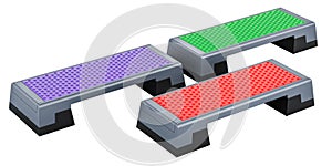 Aerobic Exercise Step Platforms with 2 Risers. Adjustable Workout Aerobic Stepper. 3D rendering