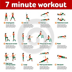 Aerobic icons. 7 minute workout