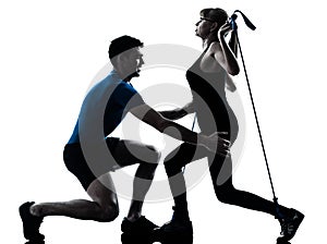 Aerobics intstructor with mature woman exercising