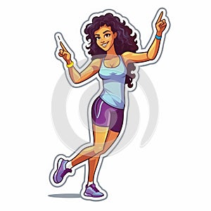 Aerobics Scavenger Hunts Vector Sticker On White Background