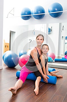 Aerobics woman personal trainer of children girl