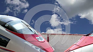 Aeroexpress Train Sapsan against the sky-- high-speed train acquired OAO `Russian Railways`