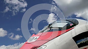 Aeroexpress Train Sapsan against the sky-- high-speed train acquired OAO `Russian Railways`