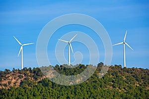 Aerogenerator windmills in the mountain top