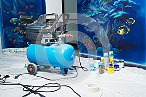 Aerography equipment in home interior