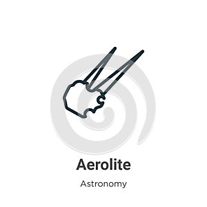 Aerolite outline vector icon. Thin line black aerolite icon, flat vector simple element illustration from editable astronomy