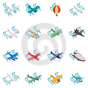 Aeronaut icons set, isometric style