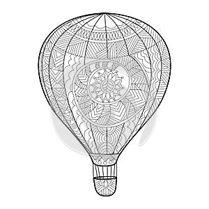 Aeronautic balloon coloring book for adults vector