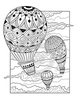 Aeronautic balloon coloring book vector photo