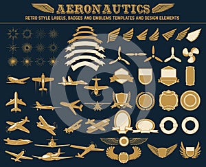 Aeronautics retro style labels photo