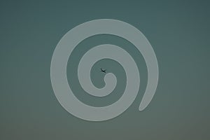 Aeroplane flying on the sky . Comertial flights.