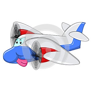 Aeroplane funny cartoon vector illustration