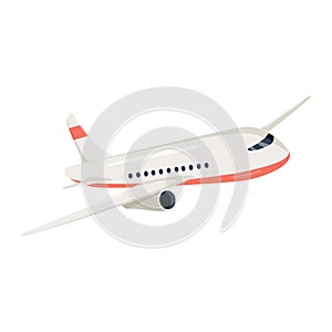 Aeroplane icon vector illustration. Airplane flight travel symbol. Flat plane view of a flying aircraft stock vector. photo