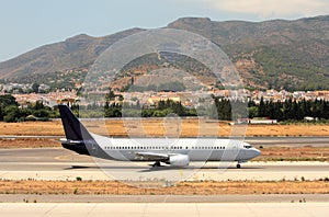 Aeroplane on the Runway at Malaga Airport in Spain