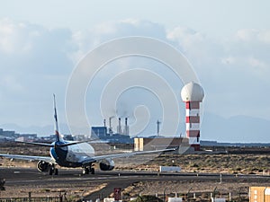 Aeroplane runway radar tower.